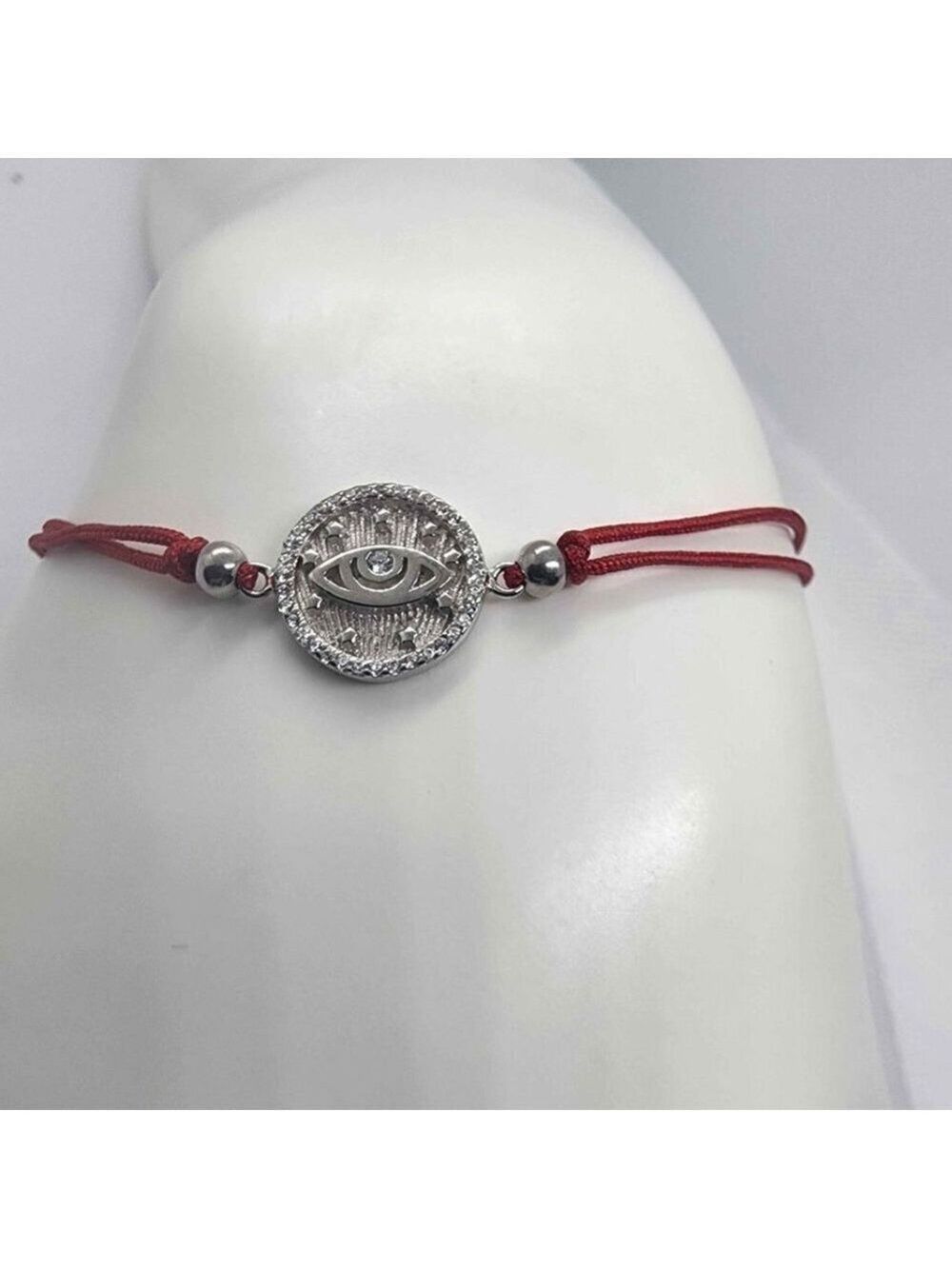 Sterling Silver 925 Evil Eye Design With Red String Bracelet